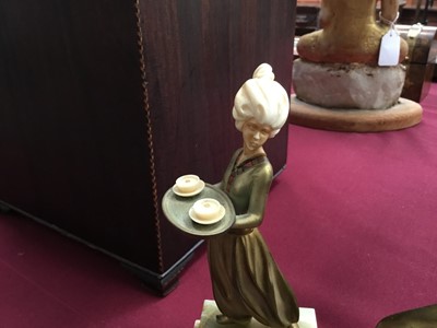 Lot 790 - Ferdinand Preiss (German 1882-1943) pair of cold painted bronze and ivory mounted turbaned figures, on green onyx bases