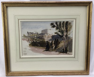 Lot 10 - Mid 19th century watercolour - Hilltop Italian Landscape, indistinctly inscribed and dated, in glazed frame