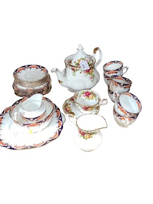 Lot 1230 - Royal Albert Old Country Roses teapot, milk jug and cup and saucer, together with a Wetley china teaset