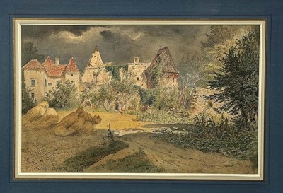 Lot 1094 - Carl Goebel (1824-1899) watercolour - Karthauser Closter, 1851, in glazed gilt frame