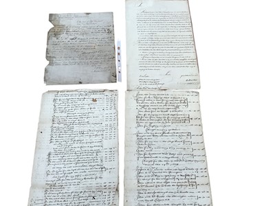 Lot 1448 - Selection of Georgian & Victorian letters, indentures, document approximately 2 metres in length, being disbursements account of The Estate of Thomas Surner, County of Middlesex (undated) & others