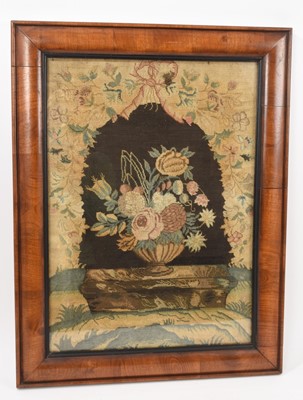 Lot 815 - 19th century tapestry of vase of flowers in frame