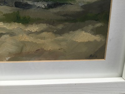 Lot 132 - Ania Hobson (b.1990), oil on board - Summer Landscape, signed, an early work, 15cm x 19.5cm, in glazed frame