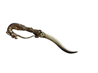 Lot 996 - Makar Yali silvered bronze dagger, 23cm in overall length.