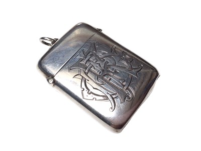 Lot 312 - Victorian silver combination vesta case and cigar cutter with engraved initials, (London 1895), maker William Richard Corke., 6.2cm in length.