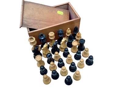 Lot 2602 - Staunton Pattern chess set in wooden box.