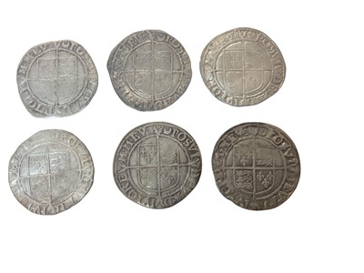 Lot 455 - G.B. - Elizabeth I silver hammered Shillings m/m crescent circa 1587-1589 x 6 coins Fair-Good (Spink ref: 2577)