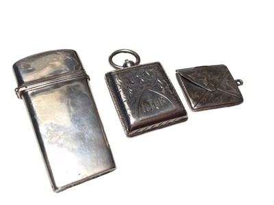 Lot 319 - William IV silver etui case (Birmingham 1834), maker Joseph Willmore, together with a Edwardian silver stamp case (Birmingham 1902) and another silver stamp case (Chester 1905), (3)