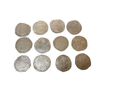 Lot 464 - G.B. - Charles I silver hammered Shillings group D fourth bust type 3a m/m Crown 1635-1636 x 12 coins N.B. Mixed grades, generally Good-GVF (Spink Ref: 2791) (12 coins)