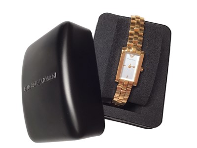 Lot 332 - Emporio Armani ladies wristwatch in box with papers