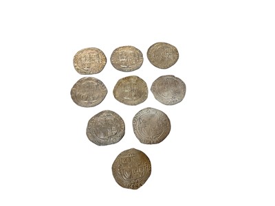 Lot 467 - G.B. - Charles I silver hammered Shillings group F sixth large 'Briot's' bust type 4.4 m/m triangle 1639-1640 x 9 coins, N.B. Mixed grades, generally AF-AEF (Spink ref: 2799)