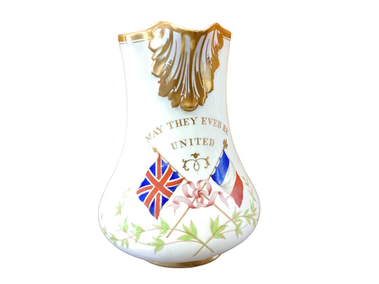 Lot 47 - Good quality Crimea related jug - May They Ever Be United, presented to John Alcock by Sam and Thomas Alcock, December 1854