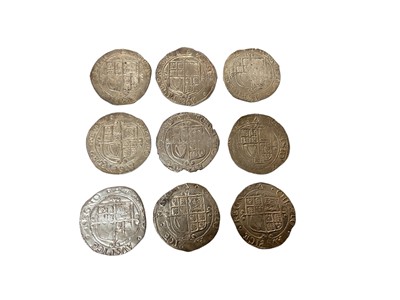 Lot 468 - G.B. - Charles I silver hammered Shillings group F sixth large 'Briot's' bust type 4.4 m/m triangle 1639-1640 x 9 coins, N.B. Mixed grades, generally AF-AEF (Spink ref: 2799) (9 coins)