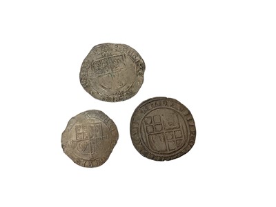 Lot 472 - G.B. - Mixed hammered silver coins to include James I Shilling second coinage bust 4 m/m grapes 1607 Fair, Charles I Shilling group F type 4.3 m/m Obv: Triangle over anchor Rev: Triangle 1638-1640...