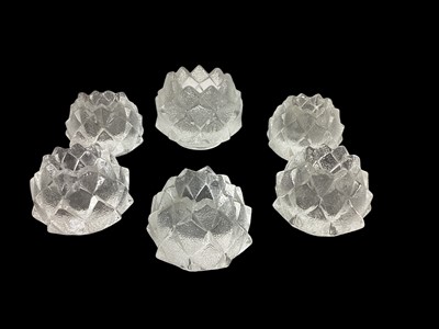 Lot 1251 - Selection of Orrefors and other Scandinavian glass tea lights/candle holders, together with three small engraved dishes (18)