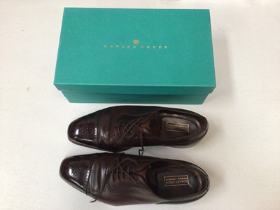 Lot 2132 - Edward Green Men's shoes Size 9 1/2  dark brown leather with patent leather toe.