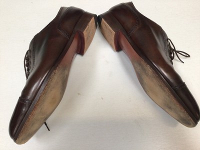 Lot 2132 - Edward Green Men's shoes Size 9 1/2  dark brown leather with patent leather toe.