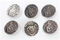 Lot 246 - Set of six Edwardian Silverer buttons embossed...