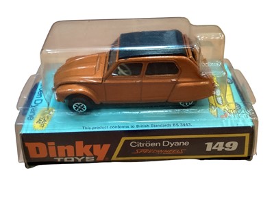 Lot 1989 - Dinky Citroen Dyane No. 149, Citroen Visa No. 504, Citroen 2CV No. 500, Peugeot 504 No. 505 all boxed (4)