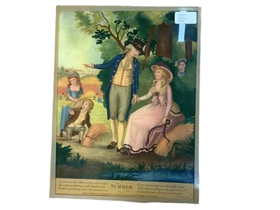 Lot 2654 - Four 19th century hand-coloured glass plate engravings