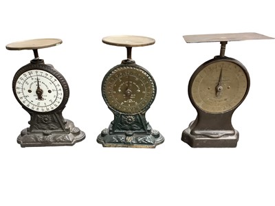 Lot 2560 - Three sets of Salter's letter balance scales, including one with enamel dial