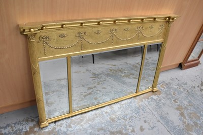 Lot 1283 - Regency style gilt wood overmantel wall mirror