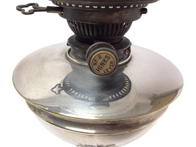 Lot 157 - Formerly the Property of William Tallon RVM, Art Nouveau silver plated oil lamp