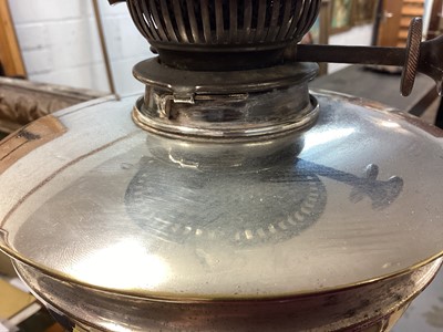Lot 157 - Formerly the Property of William Tallon RVM, Art Nouveau silver plated oil lamp