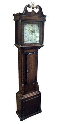 Lot 662 - Early 19th century oak cased longcase clock