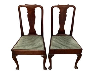 Lot 1277 - Pair George II mahogany dining chairs