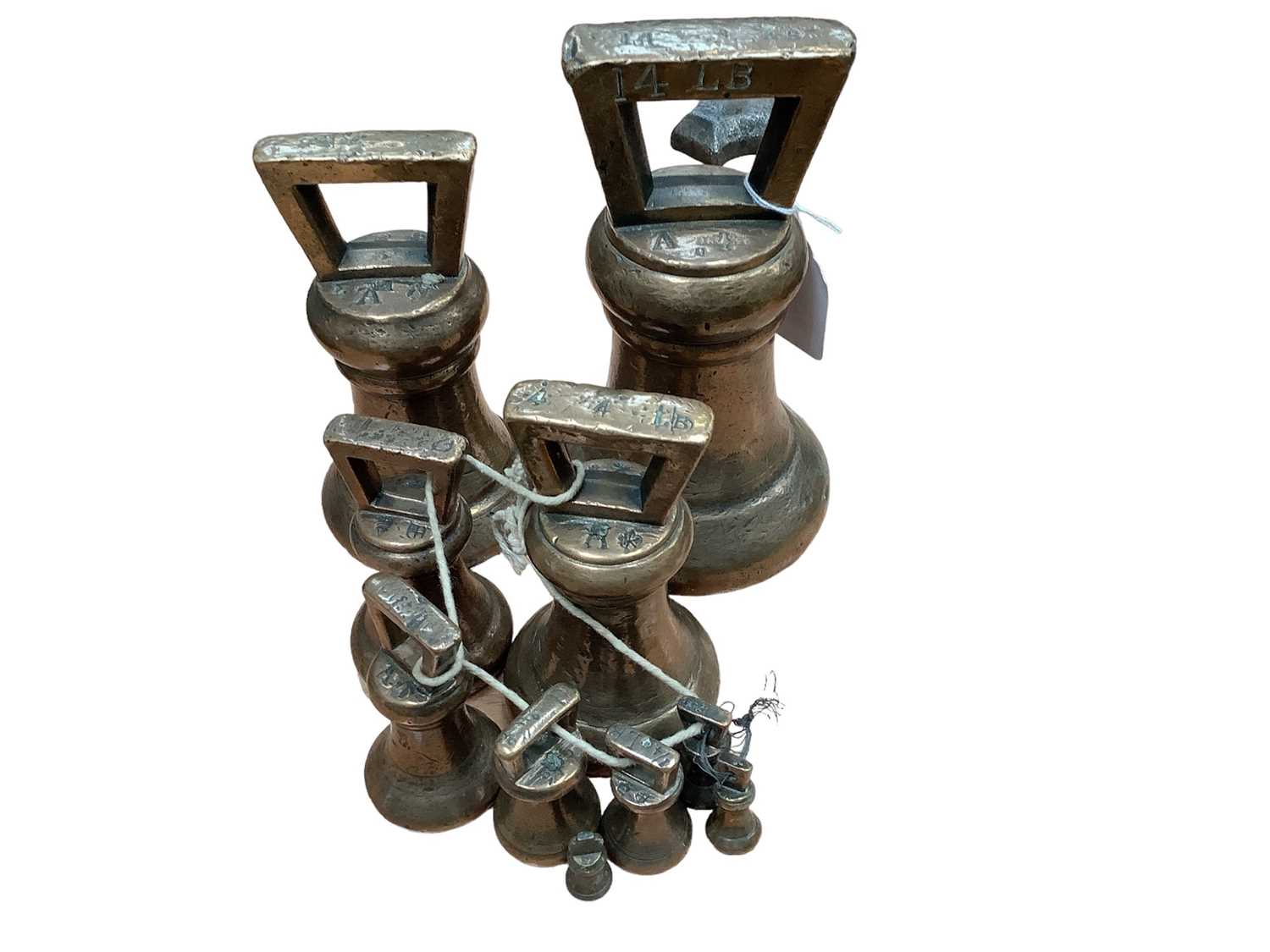 Lot 2576 - Good set of ten 19th century brass bell