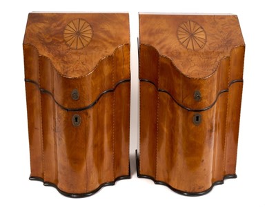 Lot 810 - Good pair of George III satinwood knife boxes