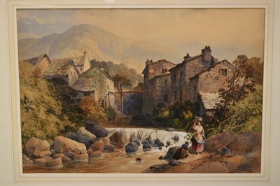 Lot 1072 - James Burrell Smith (1822-1897) watercolour - Ambleside Mill, Cumbria, signed and dated 1860, 47cm x 68cm, in glazed gilt frame