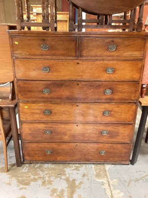 Lot 1325 - Nineteenth century mahogany chest of two short and five long drawers, in two sections, 124cm wide