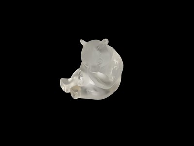 Lot 1271 - Lalique crystal Panda Bear paperweight, signed Lalique, France