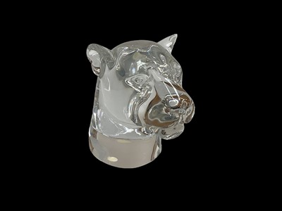 Lot 1272 - Baccarat crystal Lioness head paperweight