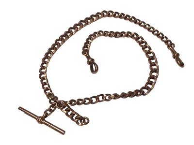 Lot 338 - 9ct rose gold Albert watch chain