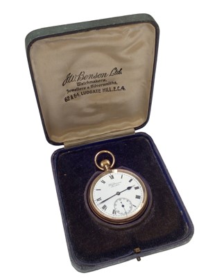 Lot 339 - 9ct gold open faced pocket watch by J. W. Benson Ltd