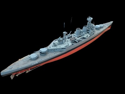 Lot 2611 - Scratch built model of a Second World War battleship, approximately 204cm in length.