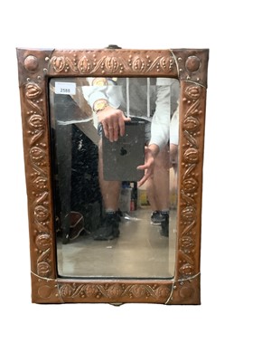 Lot 2588 - Early 20th century Art Nouveau copper wall mirror with stylised floral decoration, 51.5 x 36cm