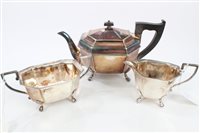 Lot 261 - Contemporary Silverer three piece tea set -...