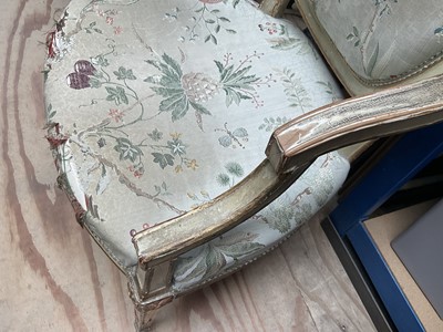 Lot 1501 - Pair of 18th century painted open armchairs, in the Louis XVI style