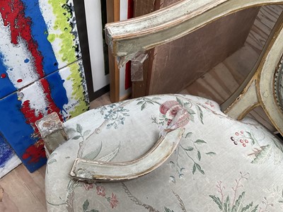 Lot 1501 - Pair of 18th century painted open armchairs, in the Louis XVI style