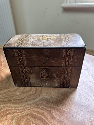 Lot 1508 - 19th century burr wood and parquetry domed jewellery or scent casket