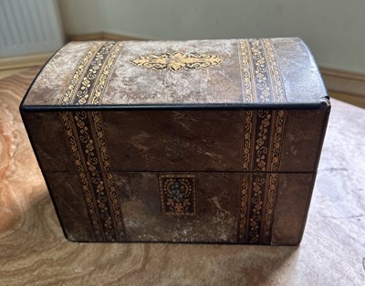 Lot 1508 - 19th century burr wood and parquetry domed jewellery or scent casket