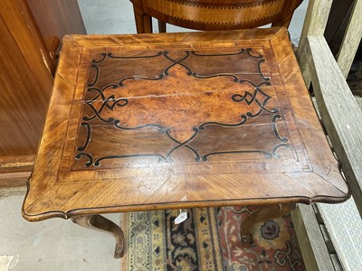 Lot 1535 - 18th century Continental walnut and inlaid side table, with single drawer