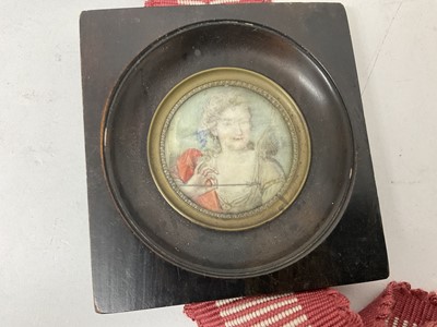 Lot 1538 - Two 19th century miniatures on ivory and a reverse painting on glass