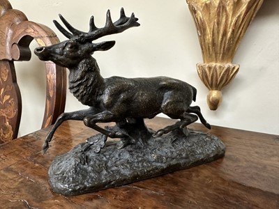Lot 1528 - Manner of Mene, bronze figure of a stag, apparently unsigned