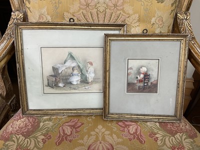Lot 1537 - Two 19th century continental watercolour studies of children