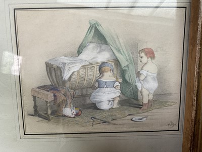 Lot 1537 - Two 19th century continental watercolour studies of children